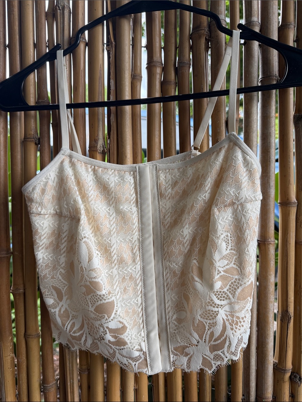 aerie Cream Floral Lace Cami